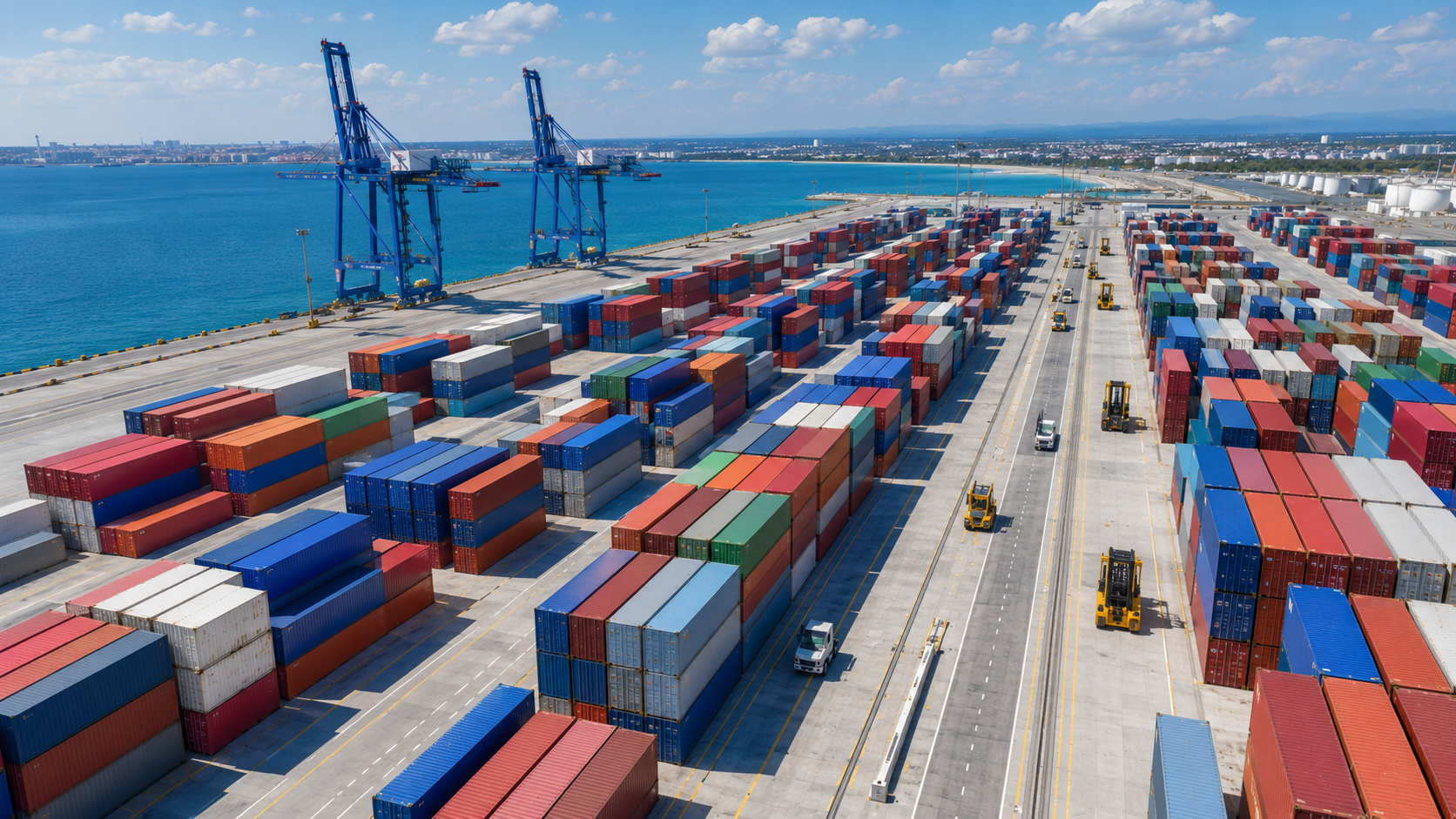 Puerto maritimo con contenedores de carga